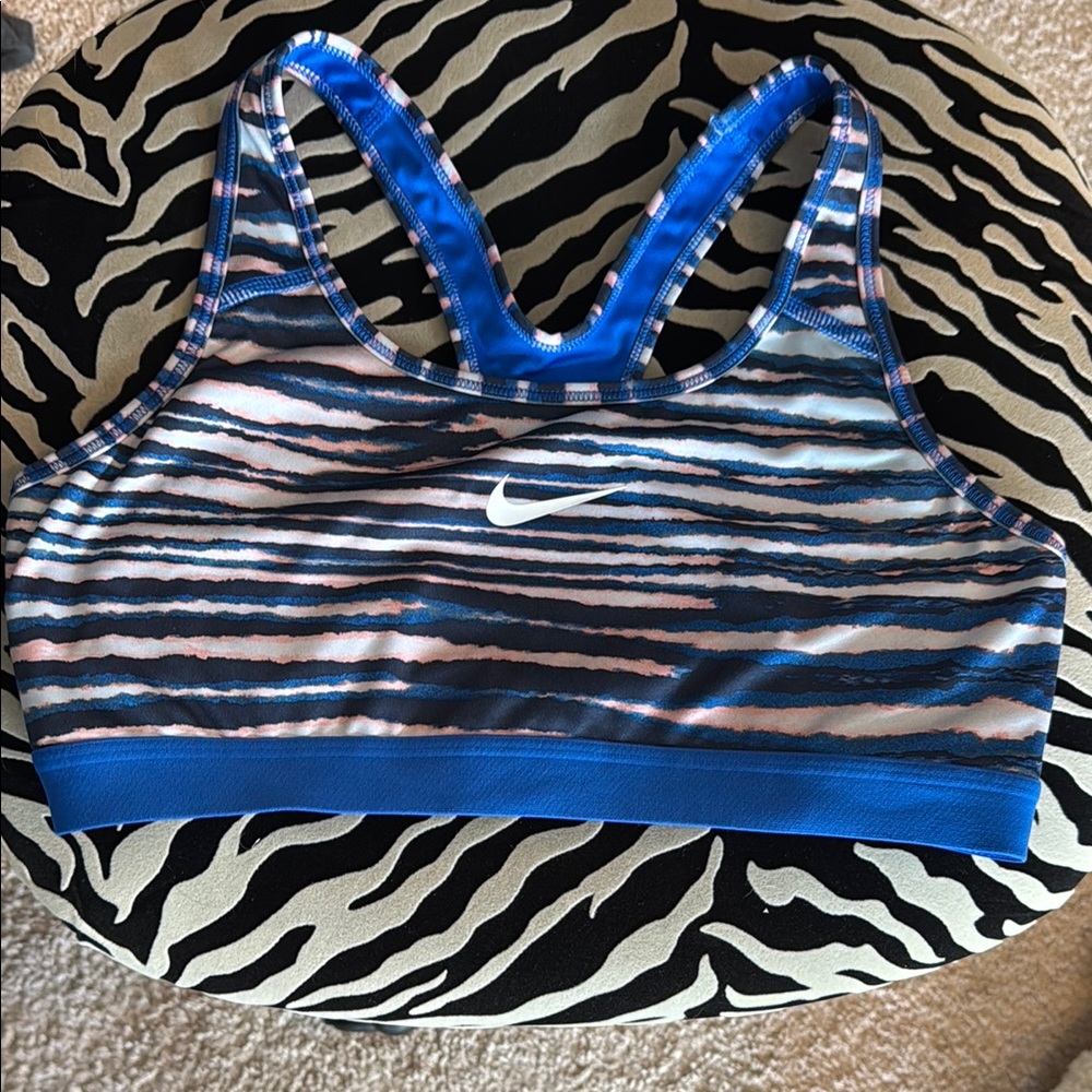 Nike Women's Zebra Print Blue Sports Bra